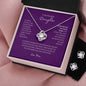 Love knot Earring & Necklace Set To My Beautiful Daughter, Love Mom