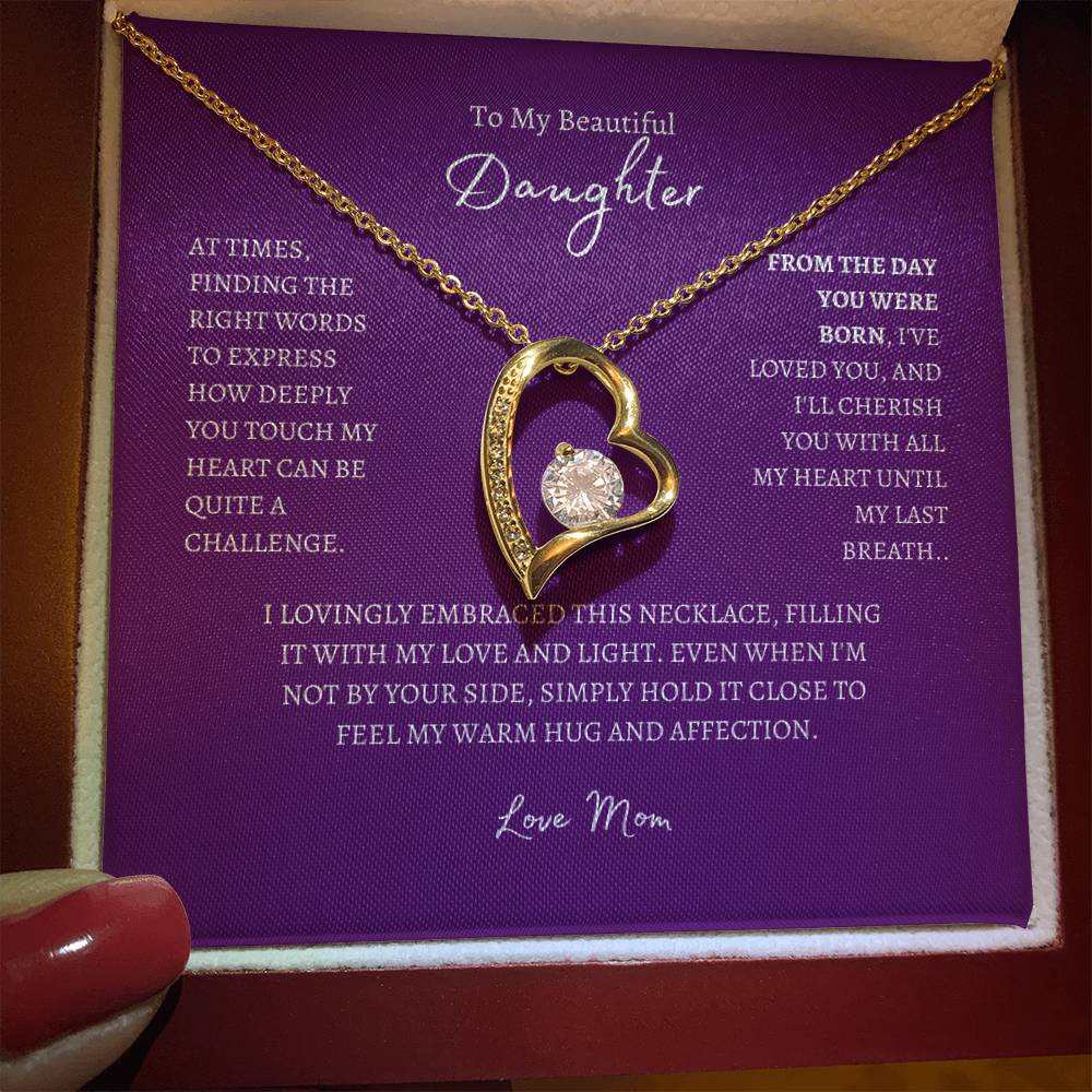 Forever Love Necklace To My Beautiful Daughter, Love Mom