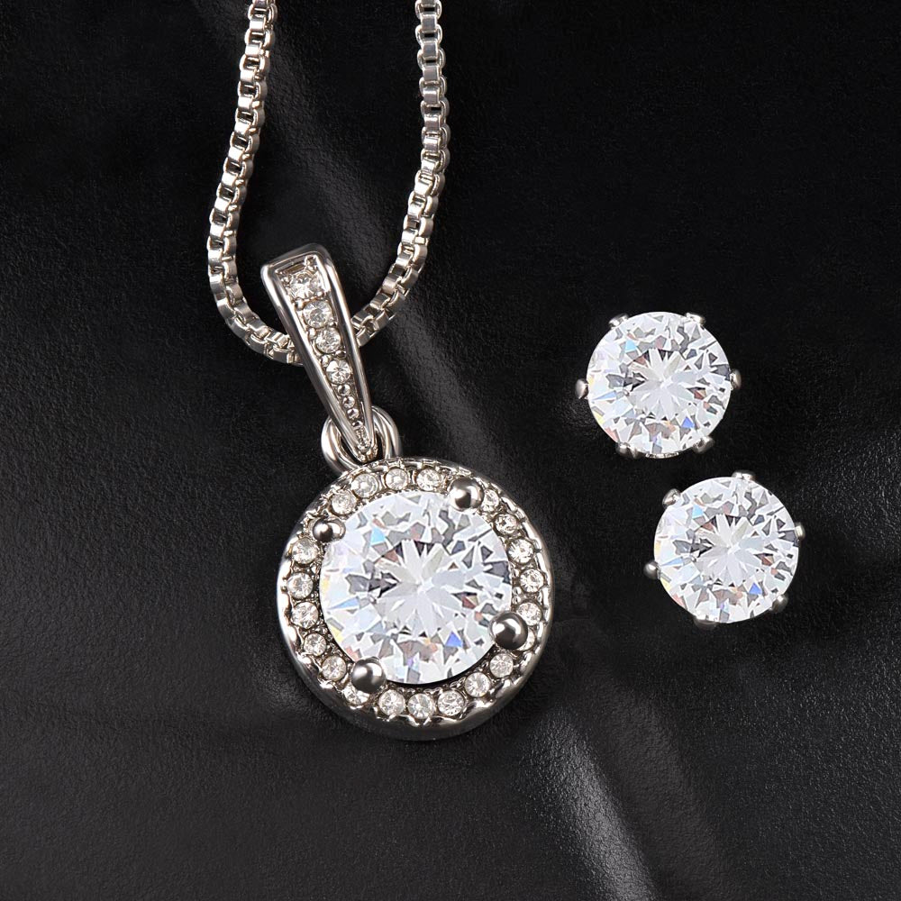 Eternal Hope Necklace & Cubic Zirconia Earring Set To My Beautiful Daughter, Love Mom