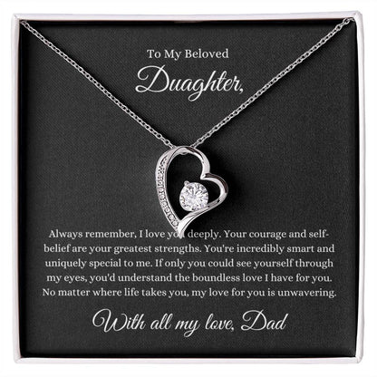 Forever Love Necklace To My Beloved Daughter, With all my love, Dad