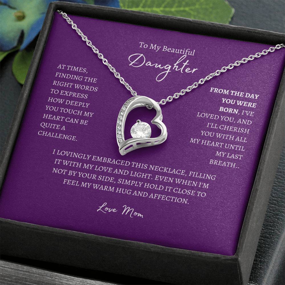 Forever Love Necklace To My Beautiful Daughter, Love Mom